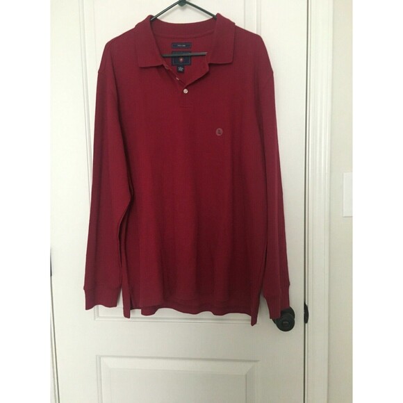 Saddlebred Other - Saddlebred Men's Easy Care Long Sleeve Polo Shirt Size XL Burgundy